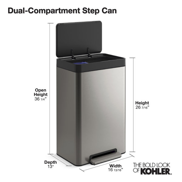 Kohler Dual Compartment 13 Gallon Step On Trash Can & Reviews Wayfair